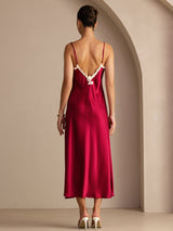 [خمر] SilkSilky-SA Sleeveless V Neck فساتين نسائية 002