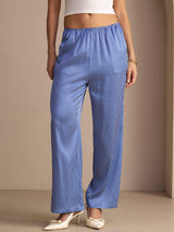 [مقلم دقيق أزرق] SilkSilky-SA Womens Pants 005