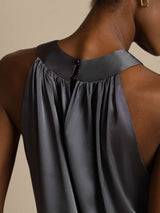 [الرمادي الداكن] SilkSilky-SA Sleeveless Halter تي شيرت نسائية 004