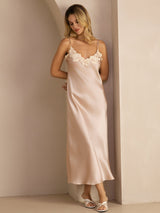 [لون القرنفل] SilkSilky-SA Sleeveless V Neck فساتين نسائية 001