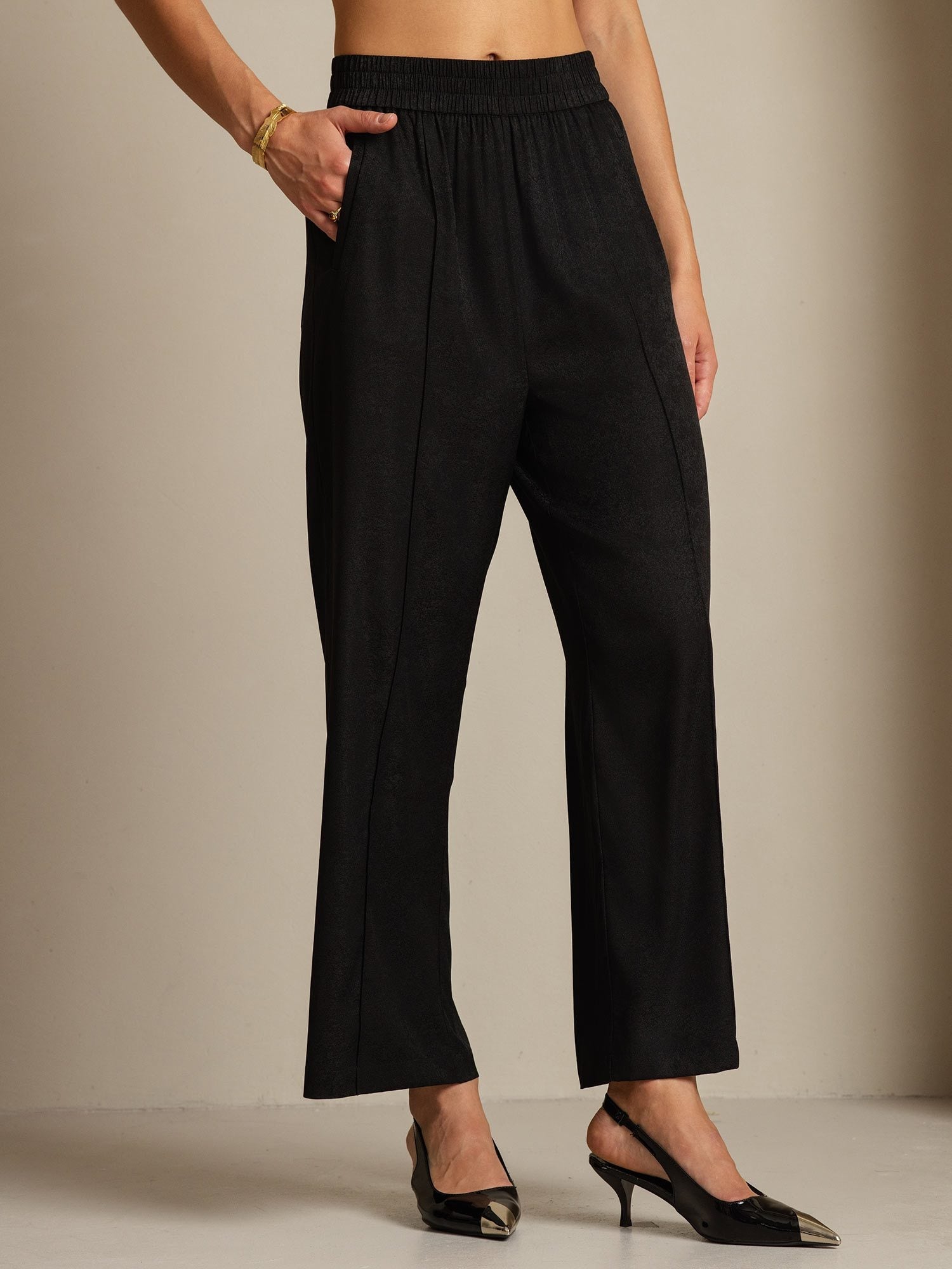 [أسود] SilkSilky-SA 22Momme الحرير Womens Pants 007