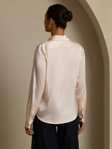 [وردي فاتح] SilkSilky-SA Long Sleeve Lapel Collar بلايز نسائية 002