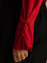 [خمر] SilkSilky-SA Long Sleeve V Neck بلوزات نسائية 007