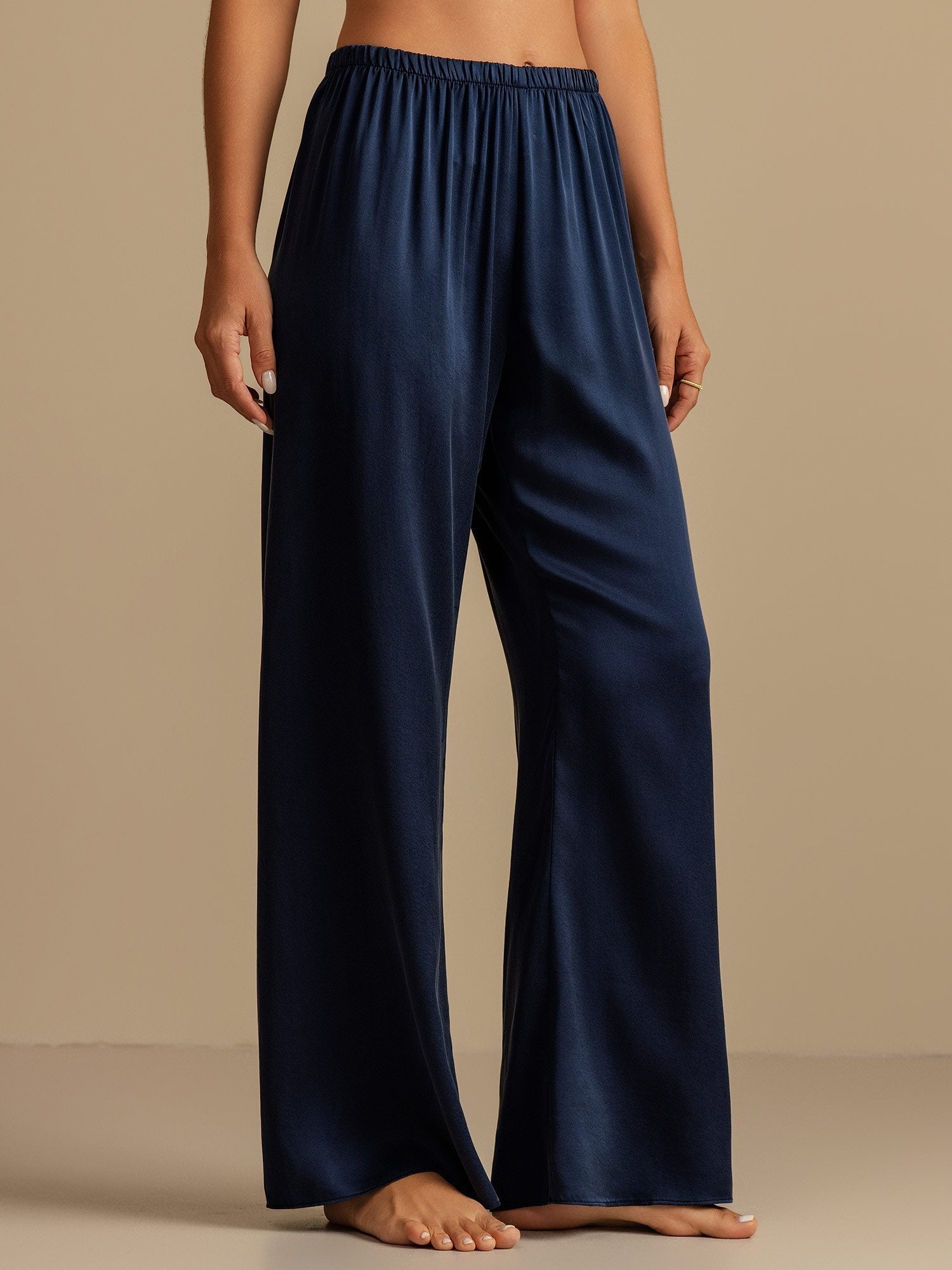 [أزرق غامق] SilkSilky-SA 19Momme الحرير Womens Sleep Bottoms 001,