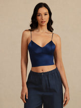 [أزرق غامق] SilkSilky-SA Spaghetti Strap V Neck كامي 003