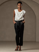 [أسود] SilkSilky-SA 19Momme الحرير Womens Pants 006