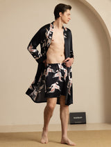 [أسود] SilkSilky-SA 19Momme Long Sleeve Mens Pajamas 001