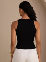 [أسود] SilkSilky-SA Sleeveless Round Neck كامي 002