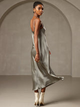 [أخضر رمادي] SilkSilky-SA Sleeveless V Neck باس النوم 002