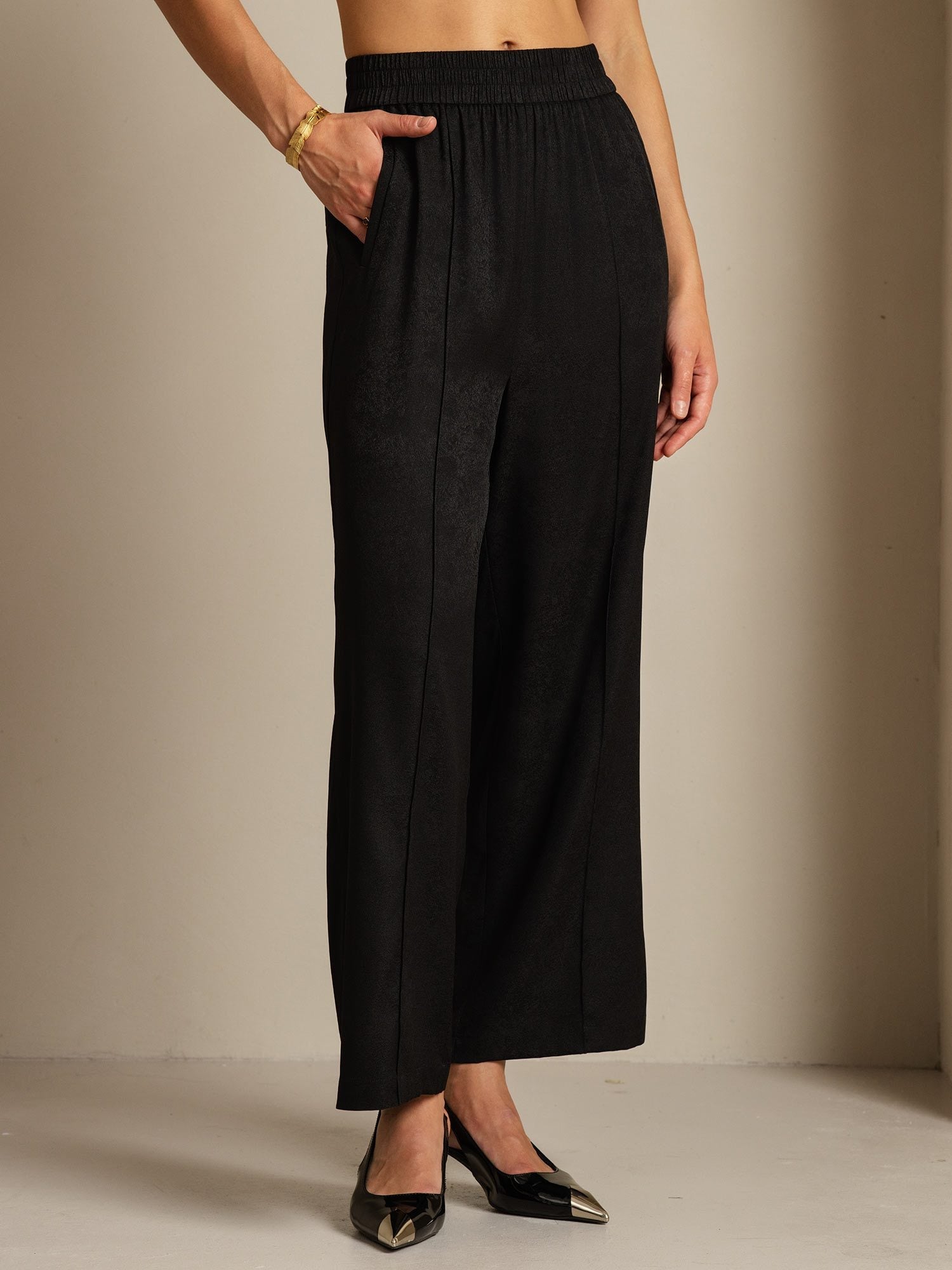 [أسود] SilkSilky-SA 22Momme الحرير Womens Pants 003
