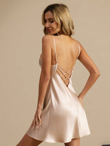 [لون القرنفل] SilkSilky-SA Sleeveless V Neck باس النوم 002