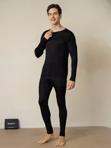 [أسود] SilkSilky-SA Long Sleeve Round Neck ملابس داخلية طويلة للرجال 001
