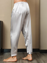 [رمادي] SilkSilky-SA الحرير الخالص Mens Sleep Bottoms 006,