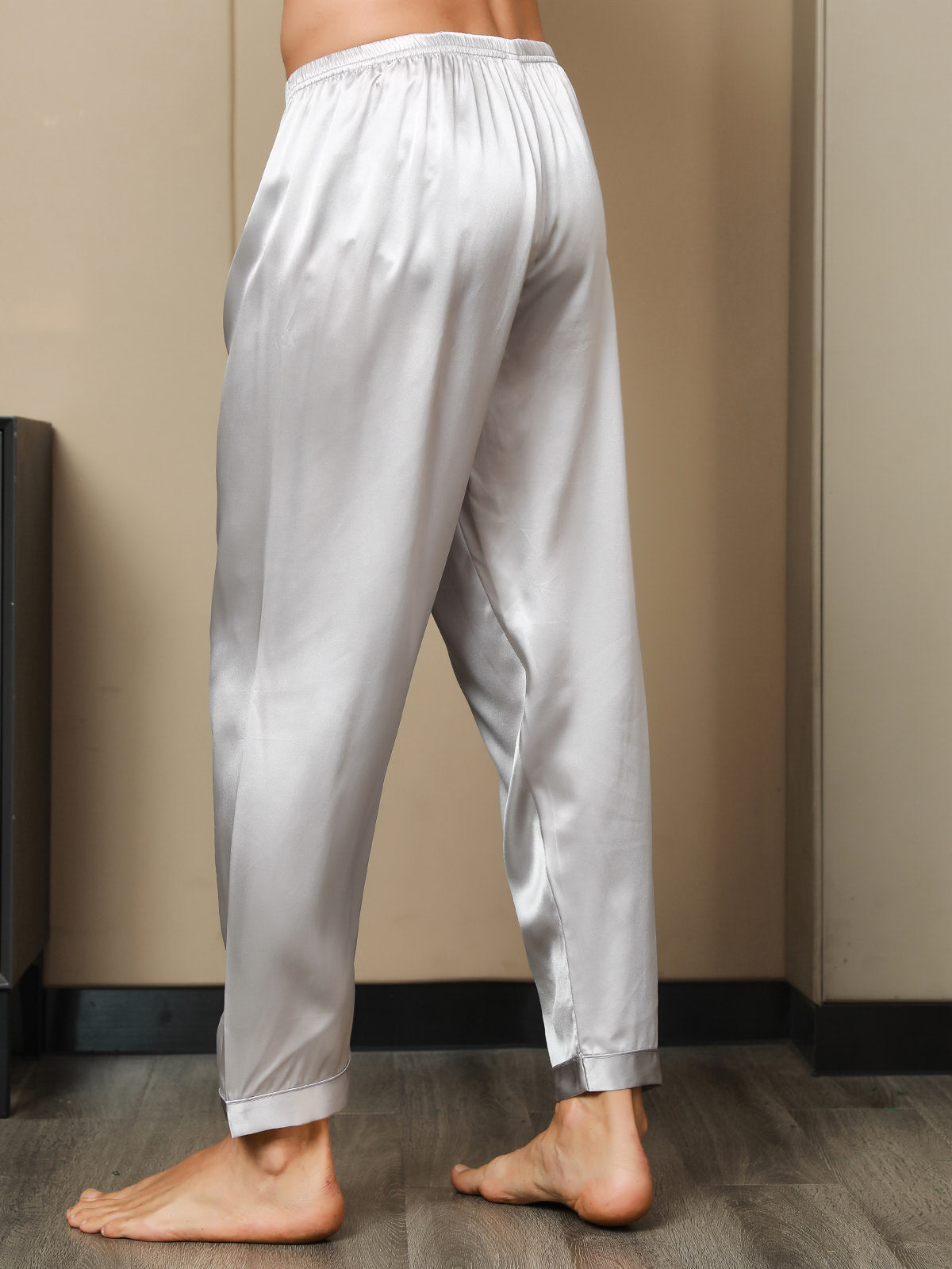 [رمادي] SilkSilky-SA الحرير الخالص Mens Sleep Bottoms 006