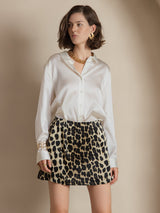 [أبيض] SilkSilky-SA Long Sleeve Lapel Collar بلايز نسائية 005