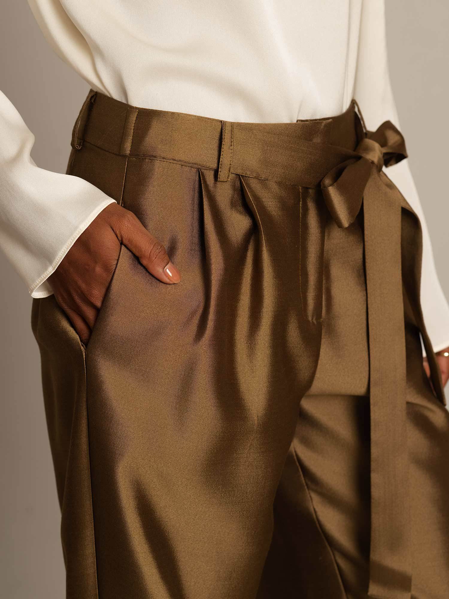 [برونزي] SilkSilky-SA 32Momme الحرير Womens Pants 004