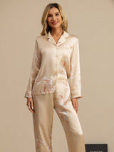 [شامبانيا] SilkSilky-SA Long Sleeve Lapel Collar طقم بيجامة نسائي 003