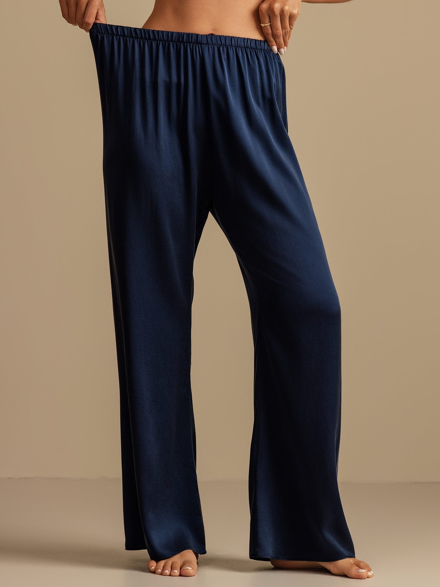 [أزرق غامق] SilkSilky-SA 19Momme الحرير Womens Sleep Bottoms 005,