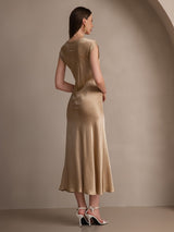 [شامبانيا] SilkSilky-SA Cap Sleeve فساتين نسائية 002