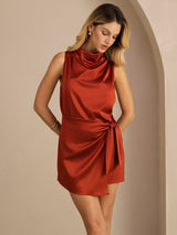 [الكراميل] SilkSilky-SA Sleeveless Cowl Neck فساتين نسائية 004