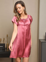[الوردي الأرجواني] SilkSilky-SA Cap Sleeve Square Neck باس النوم 005