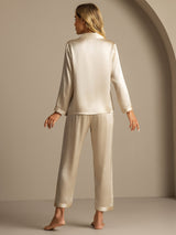 [شامبانيا] SilkSilky-SA Long Sleeve Lapel Collar طقم بيجامة نسائي 002