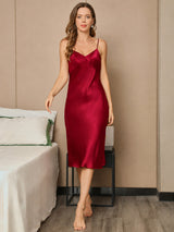 [خمر] SilkSilky-SA Sleeveless V Neck فساتين نسائية 005
