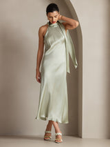 [اخضر فاتح] SilkSilky-SA Sleeveless Tie Neck فساتين نسائية 005