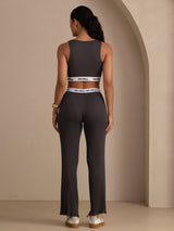 [رمادي] SilkSilky-SA Sleeveless Crew Neck Women's Outfit Sets 002