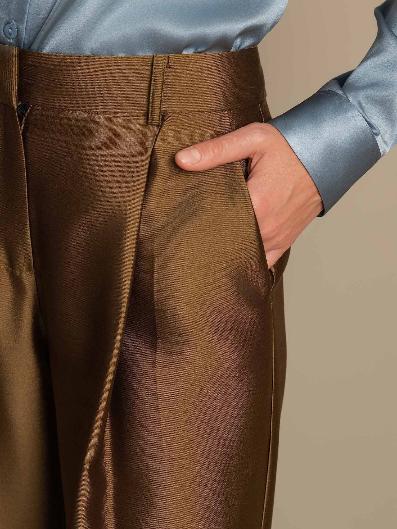 [برونزي] SilkSilky-SA 32Momme الحرير Womens Pants 004,