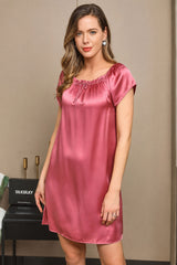 [الوردي الأرجواني] SilkSilky-SA Cap Sleeve Square Neck باس النوم 006