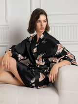 [أسود] SilkSilky-SA 3/4 Sleeve رداء حمام نسائي 004