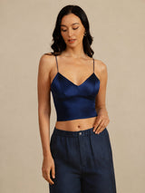[أزرق غامق] SilkSilky-SA Spaghetti Strap V Neck كامي 005