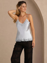 [أزرق رمادي] SilkSilky-SA Spaghetti Strap V Neck كامي 001