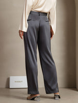 [الرمادي الداكن] SilkSilky-SA 19Momme الحرير Womens Pants 006,