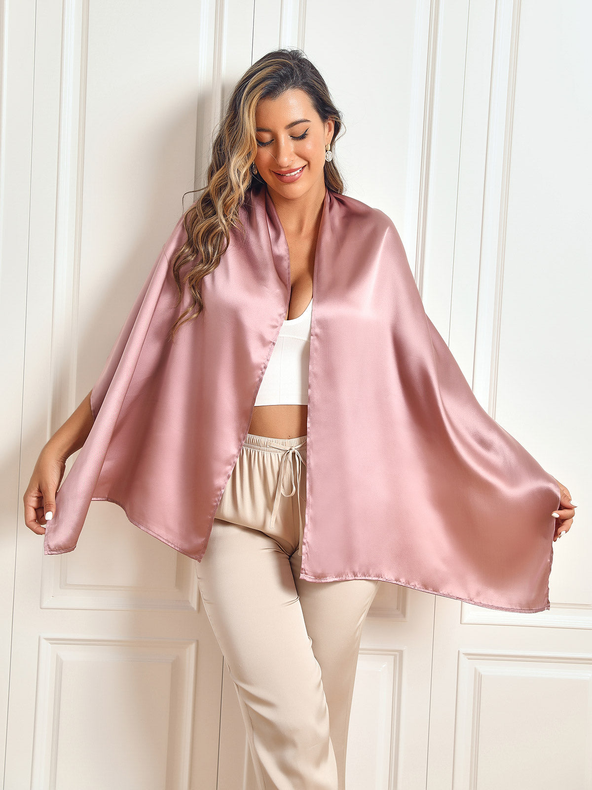 [الوردي الأرجواني] SilkSilky-SA وشاح 001