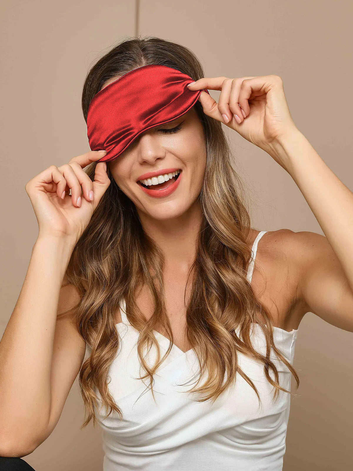 SilkSilky-SA 19Momme الحرير الخالص Eye Mask احمرغامق 004