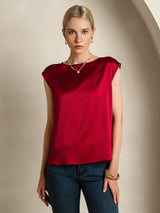 [خمر] SilkSilky-SA Cap Sleeve Round Neck تي شيرت نسائية 004