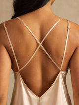 [وردي فاتح] SilkSilky-SA Spaghetti Strap V Neck باس النوم 005