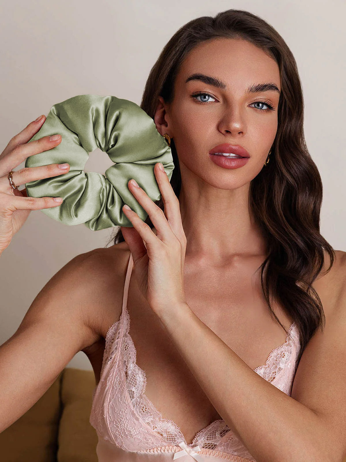 [اخضر فاتح] SilkSilky-SA الحرير Scrunchie 002