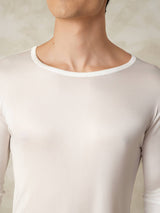 [أبيض] SilkSilky-SA Long Sleeve Round Neck ملابس داخلية طويلة للرجال 004