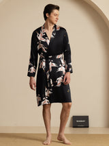 [أسود] SilkSilky-SA 19Momme Mens Robe 005