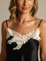 [أسود] SilkSilky-SA Sleeveless V Neck مجموعة قميص قصير 004