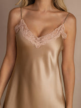 [شامبانيا] SilkSilky-SA Sleeveless V Neck باس النوم 008