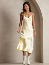 [أصفر فاتح] SilkSilky-SA Sleeveless V Neck باس النوم 006