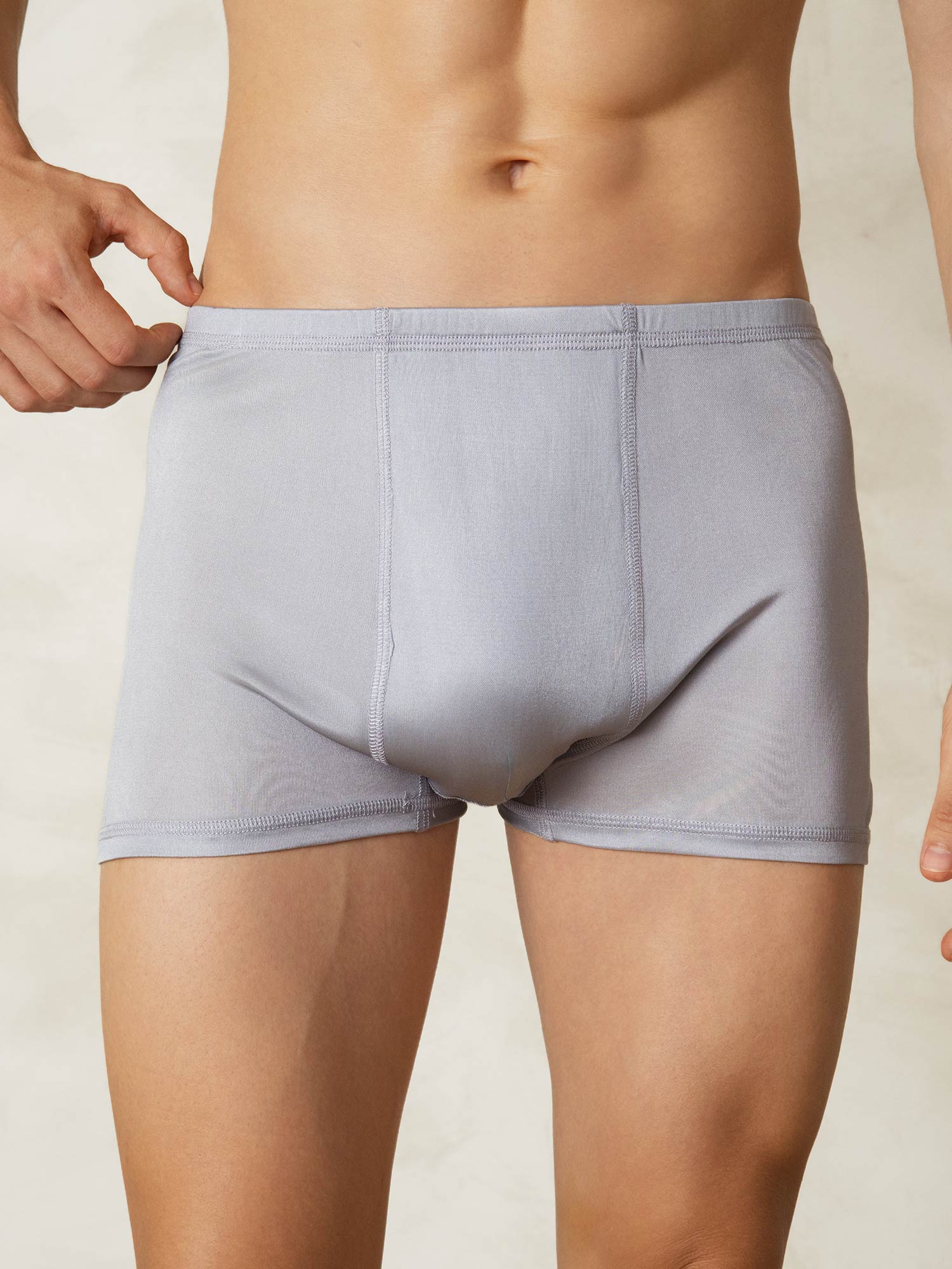 [رمادي] SilkSilky-SA محبوك الحرير Mens Underwear 001
