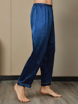 [أزرق غامق] SilkSilky-SA الحرير الخالص Mens Sleep Bottoms 006,