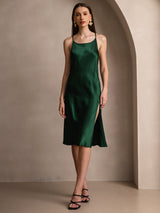 [أخضر غامق] SilkSilky-SA Sleeveless فساتين نسائية 001