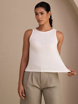 [أبيض] SilkSilky-SA Sleeveless Round Neck كامي 004