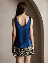[أزرق غامق] SilkSilky-SA Sleeveless V Neck كامي 002